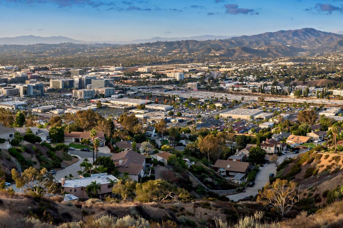 Rowland Heights city skyline, slab leak service area