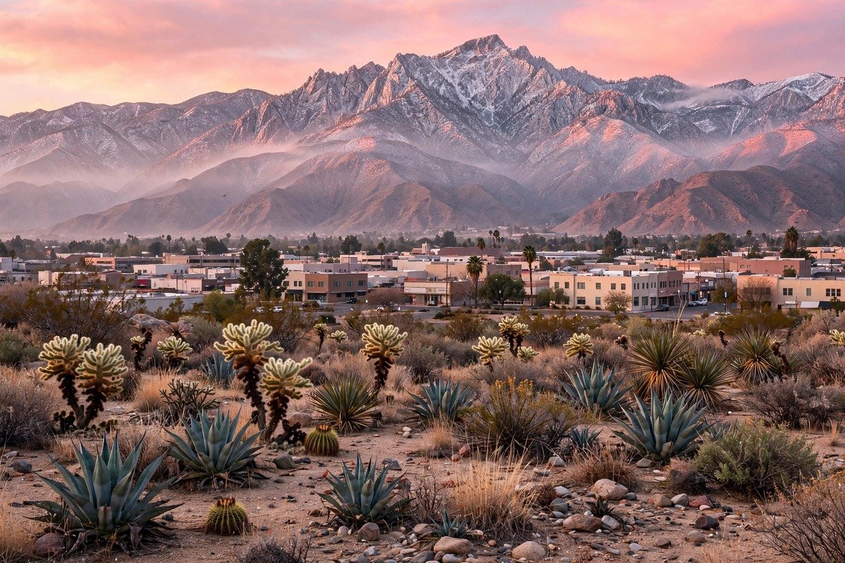 Skyline and neighborhoods of San Bernardino, California
