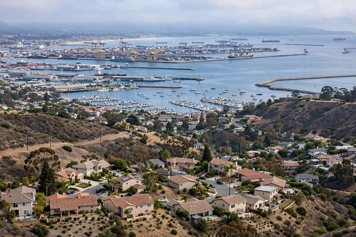 San Pedro California harbor skyline, Nova slab leak service area