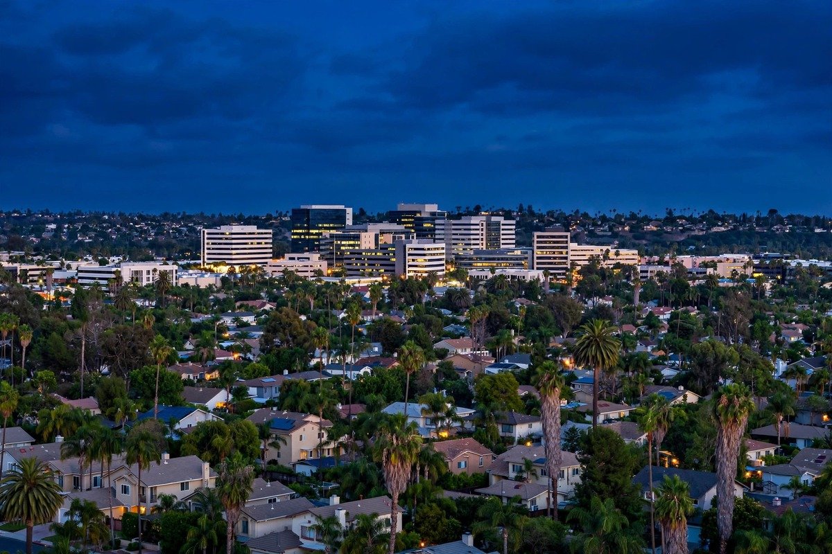 Skyline and neighborhoods of Santa Ana, California