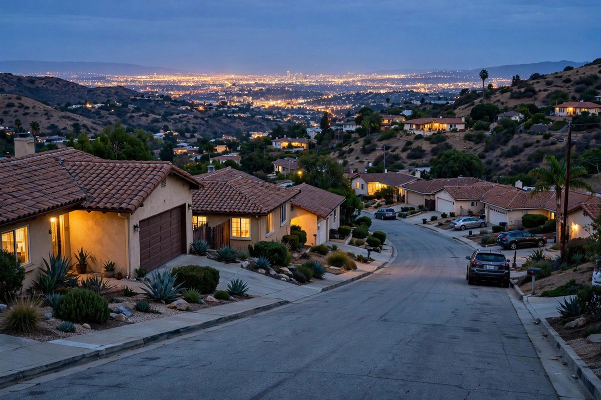 Skyline and neighborhoods of Signal Hill, California