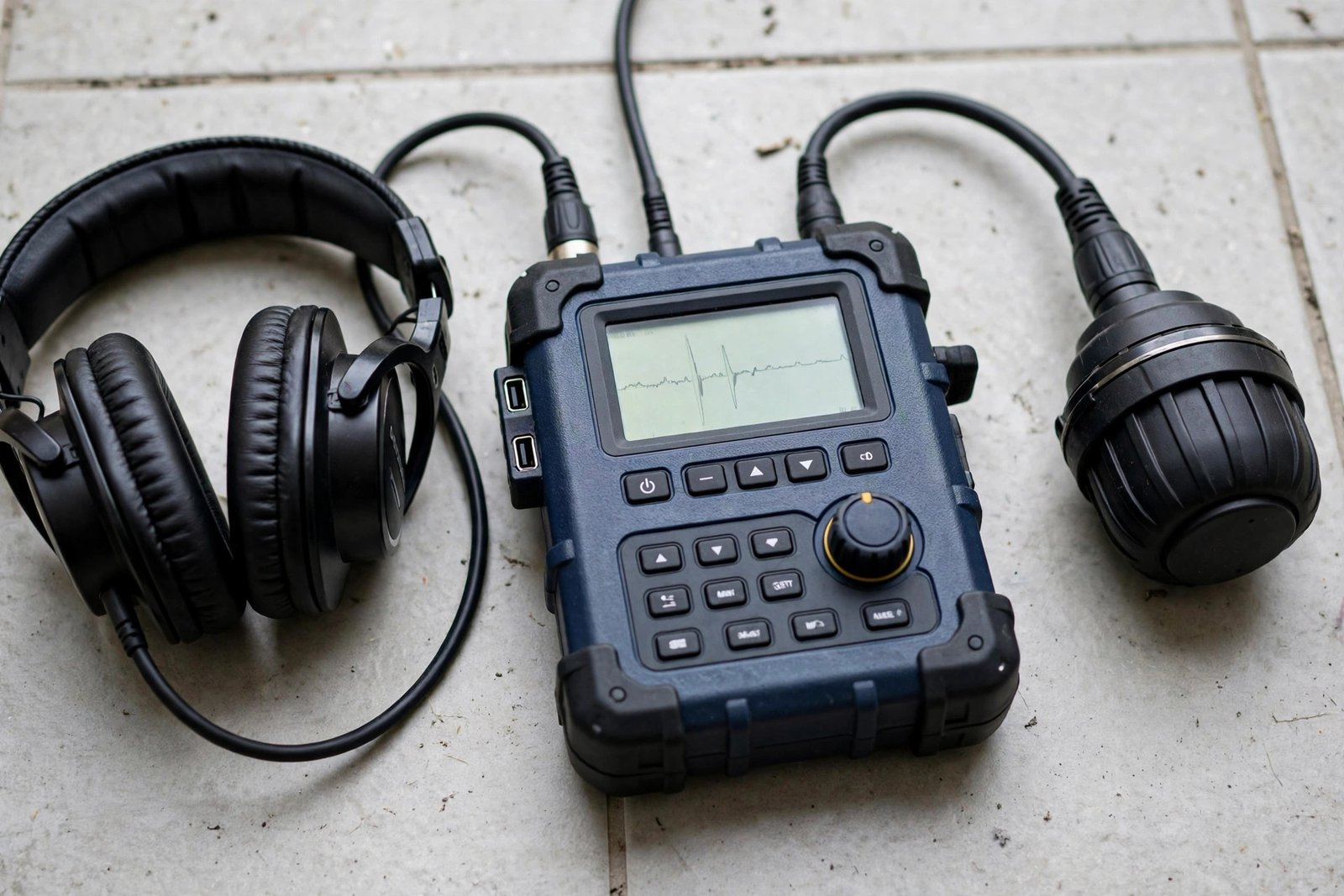 Acoustic listening gear our technicians use to find leaks under concrete