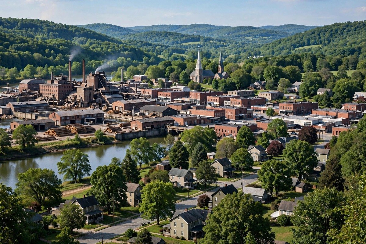 Skyline and neighborhoods of Spring Grove, Pennsylvania