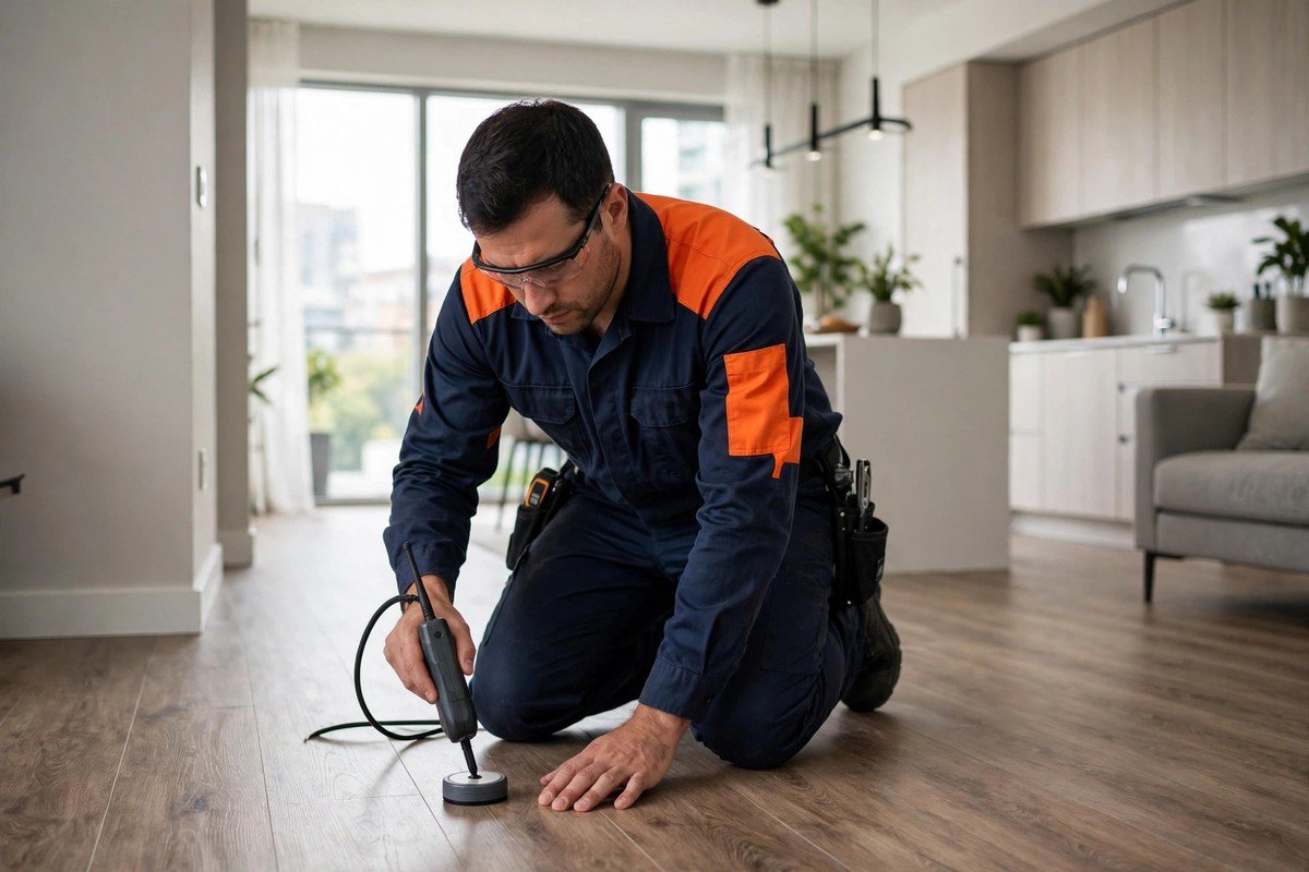 Our technician running detection gear inside a condo unit