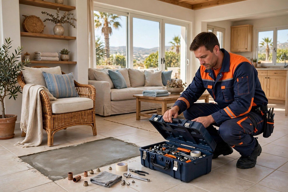 Our technician completing a slab leak repair at a second home