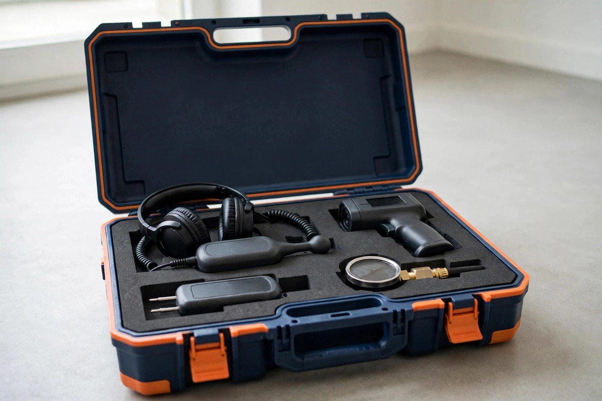 Nova technician toolkit with acoustic and thermal leak detection equipment