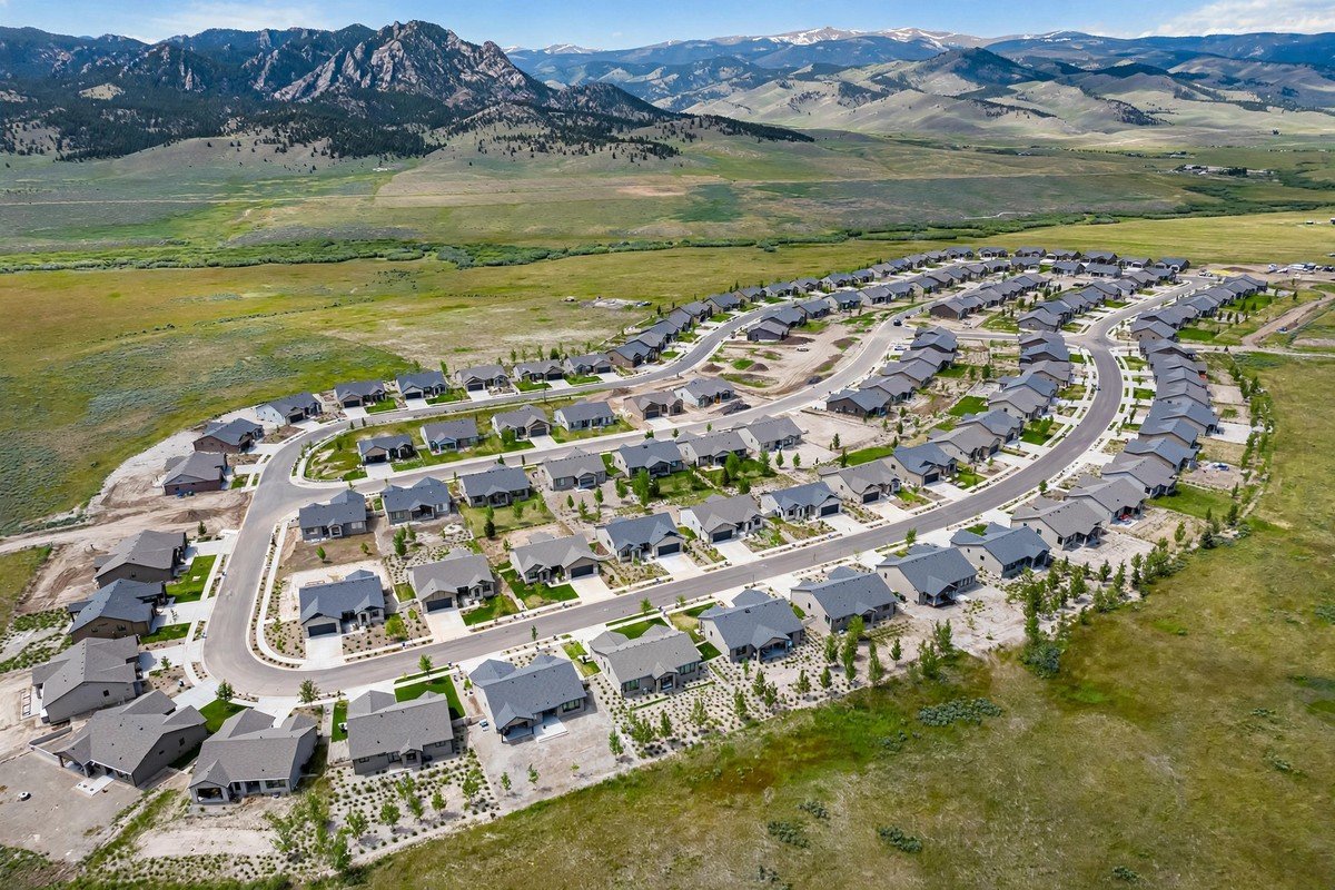 Skyline and neighborhoods of Timnath, Colorado