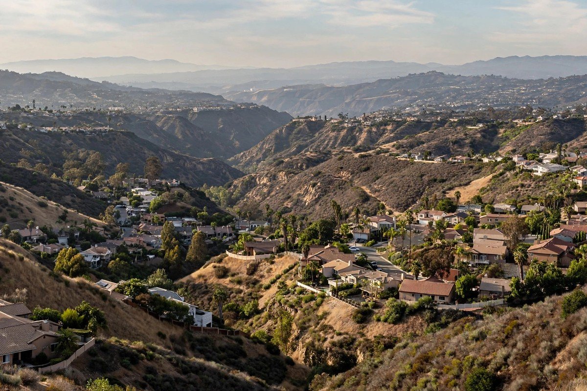 Topanga California canyon skyline, slab leak service area