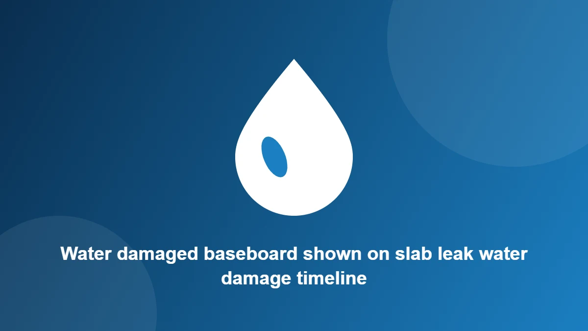 Illustration: Water damaged baseboard shown on slab leak water damage timeline