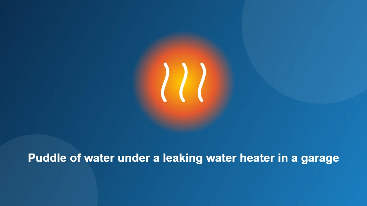 Illustration: Puddle of water under a leaking water heater in a garage