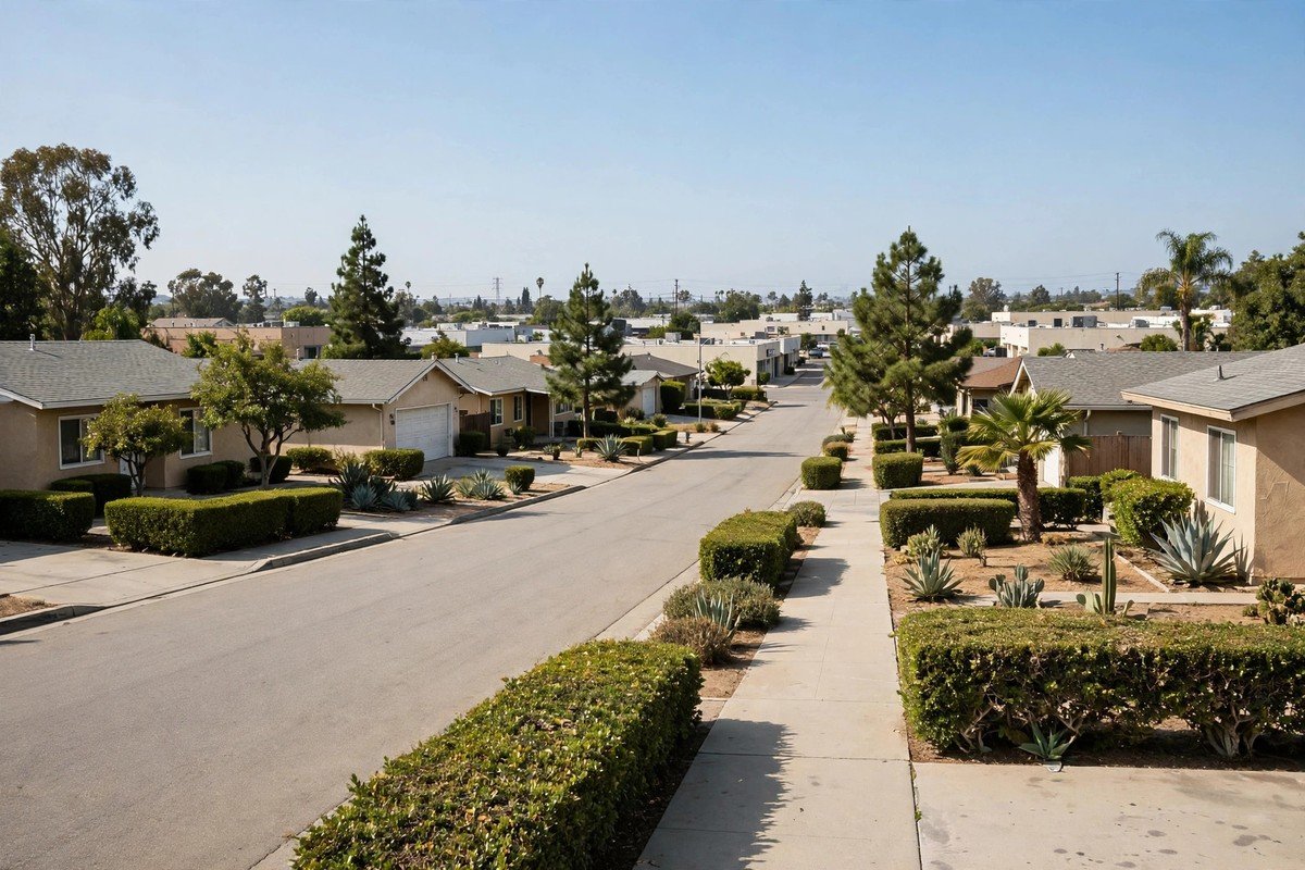 Skyline and neighborhoods of Westminster, California