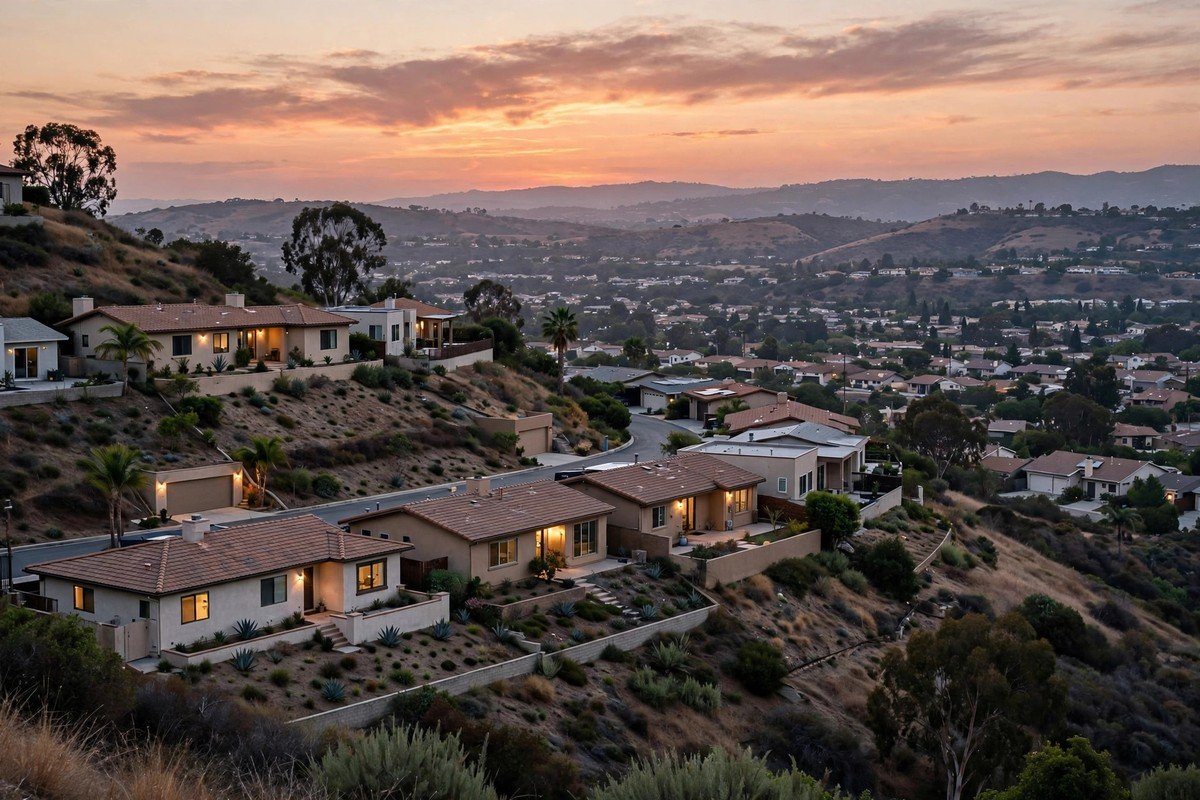 Skyline and neighborhoods of Whittier, California