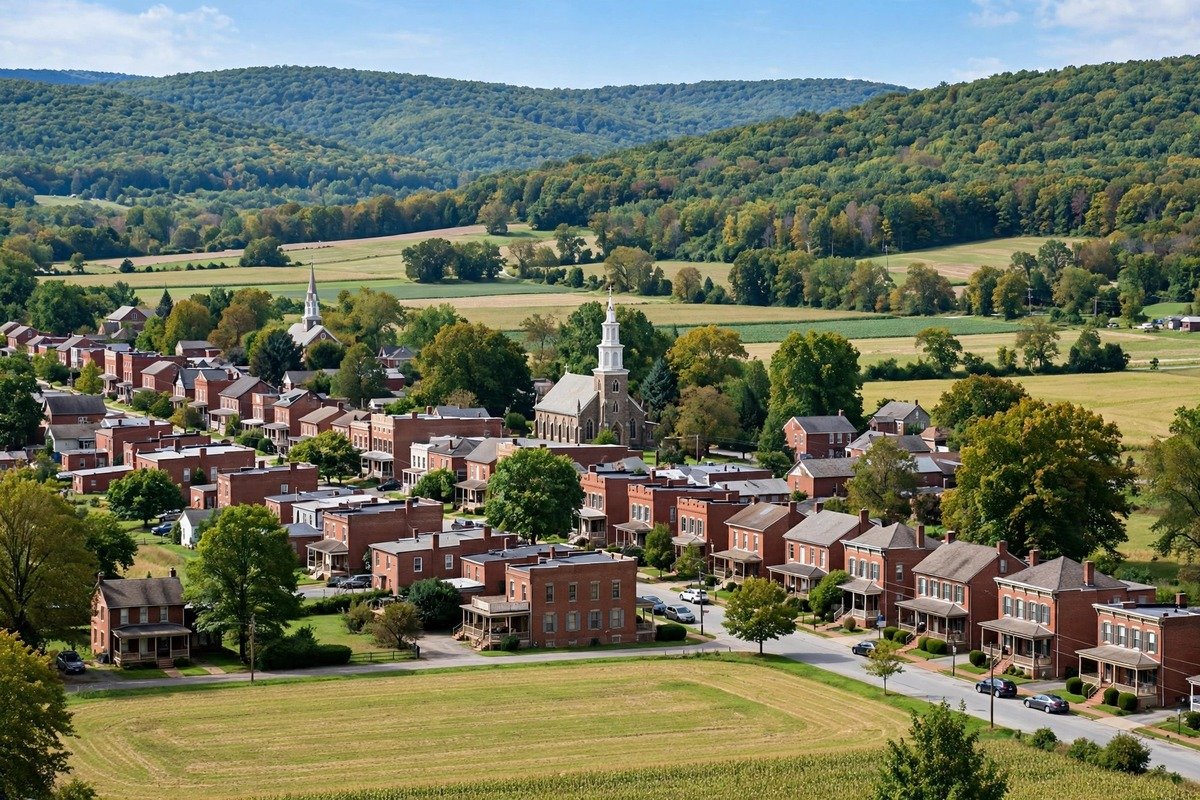 Skyline and neighborhoods of Windsor, Pennsylvania