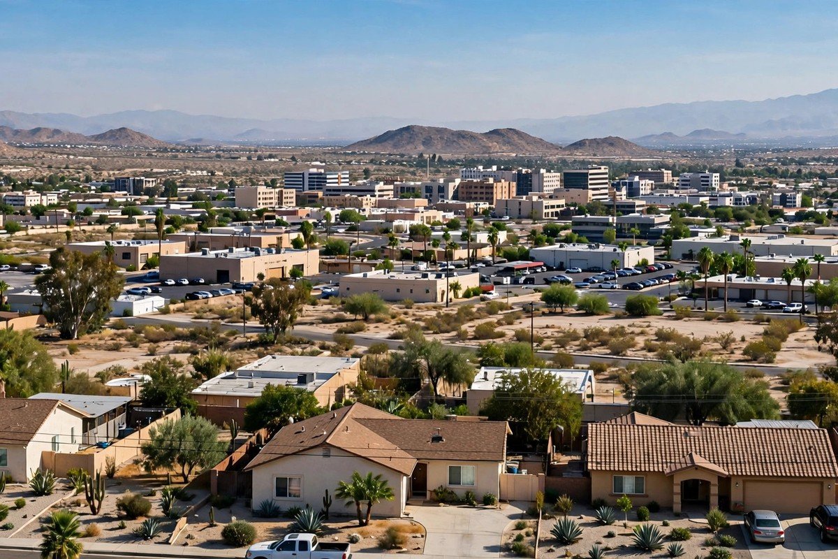 Yermo city skyline, slab leak service area
